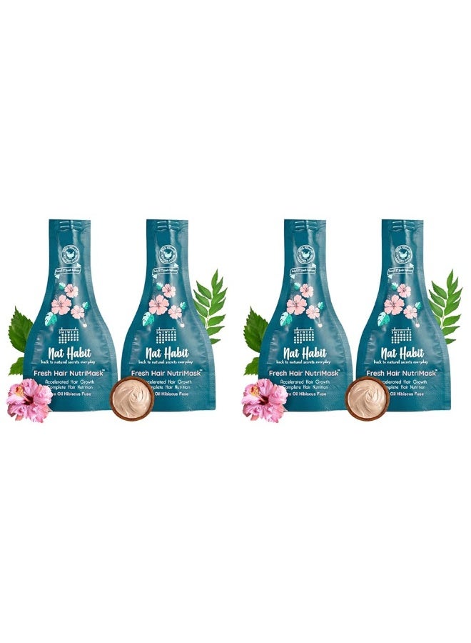 Nat Habit Five Oil Hibiscus Nutrimask-Hair Mask For Growth, Conditioning, Smoothening, Strengthen & Shine, Suitable For All Hair & Scalp Types (Pack Of 4 X 40 Grams) - Image 1